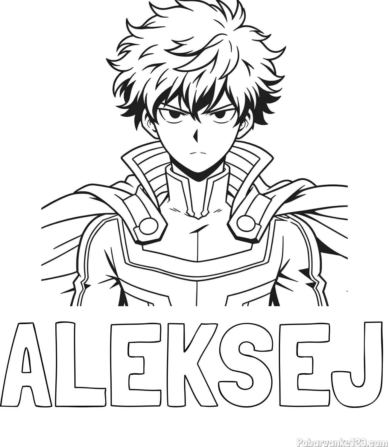 Pobarvanka imena ALEKSEJ in pobarvanka junaka v anime slogu