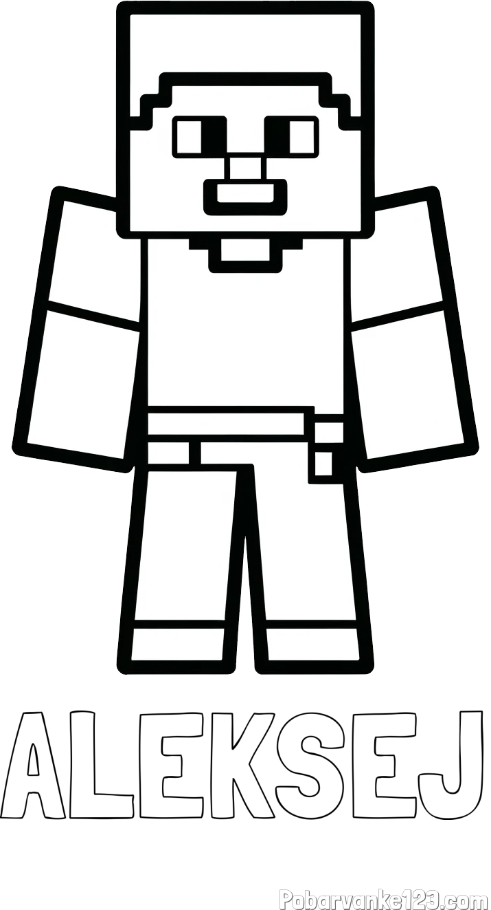 Pobarvanka imena ALEKSEJ in pobarvanka Minecraft figurice