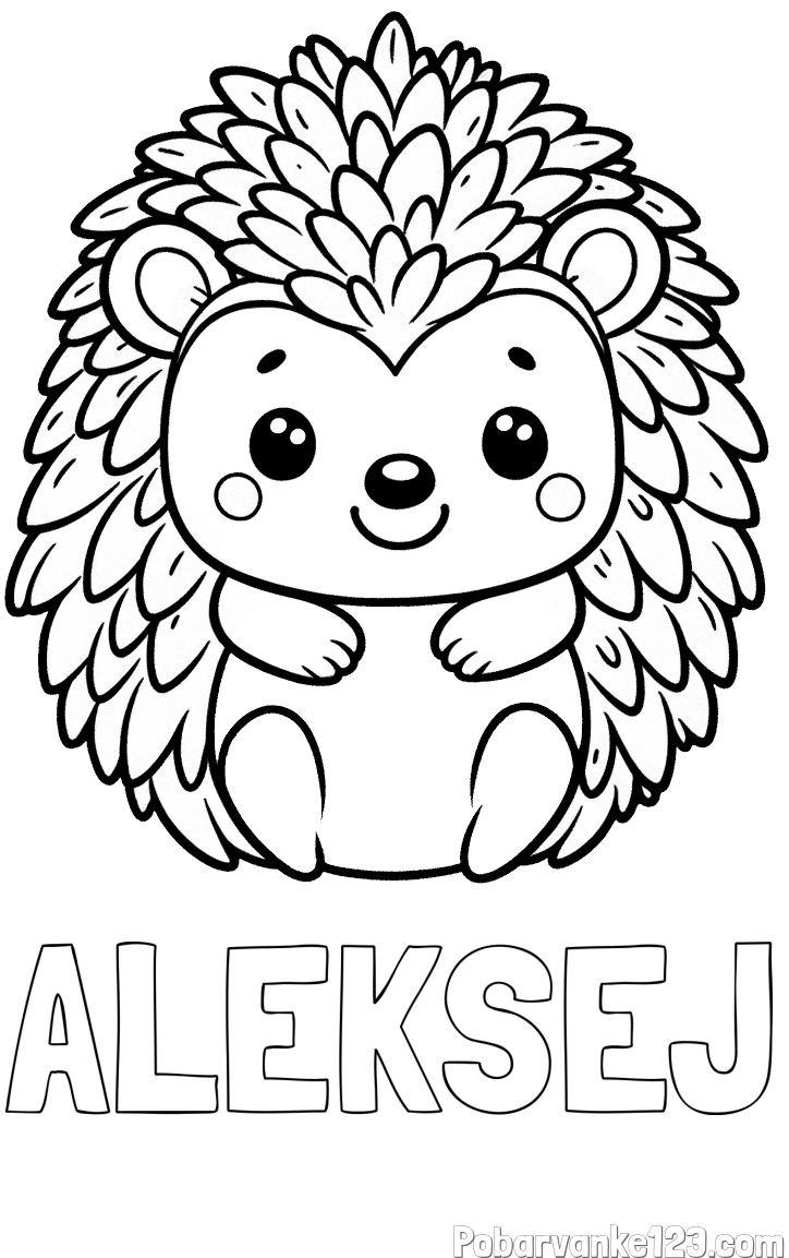 Pobarvanka imena ALEKSEJ in pobarvanka prikupnega ježa
