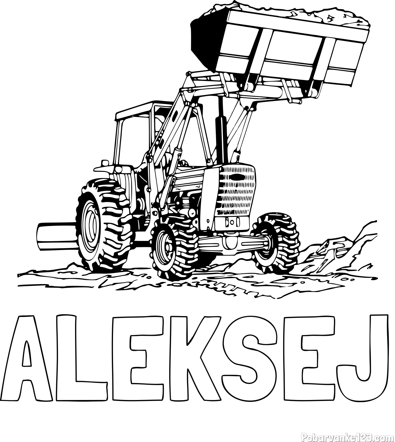 Pobarvanka imena ALEKSEJ in pobarvanka traktorja
