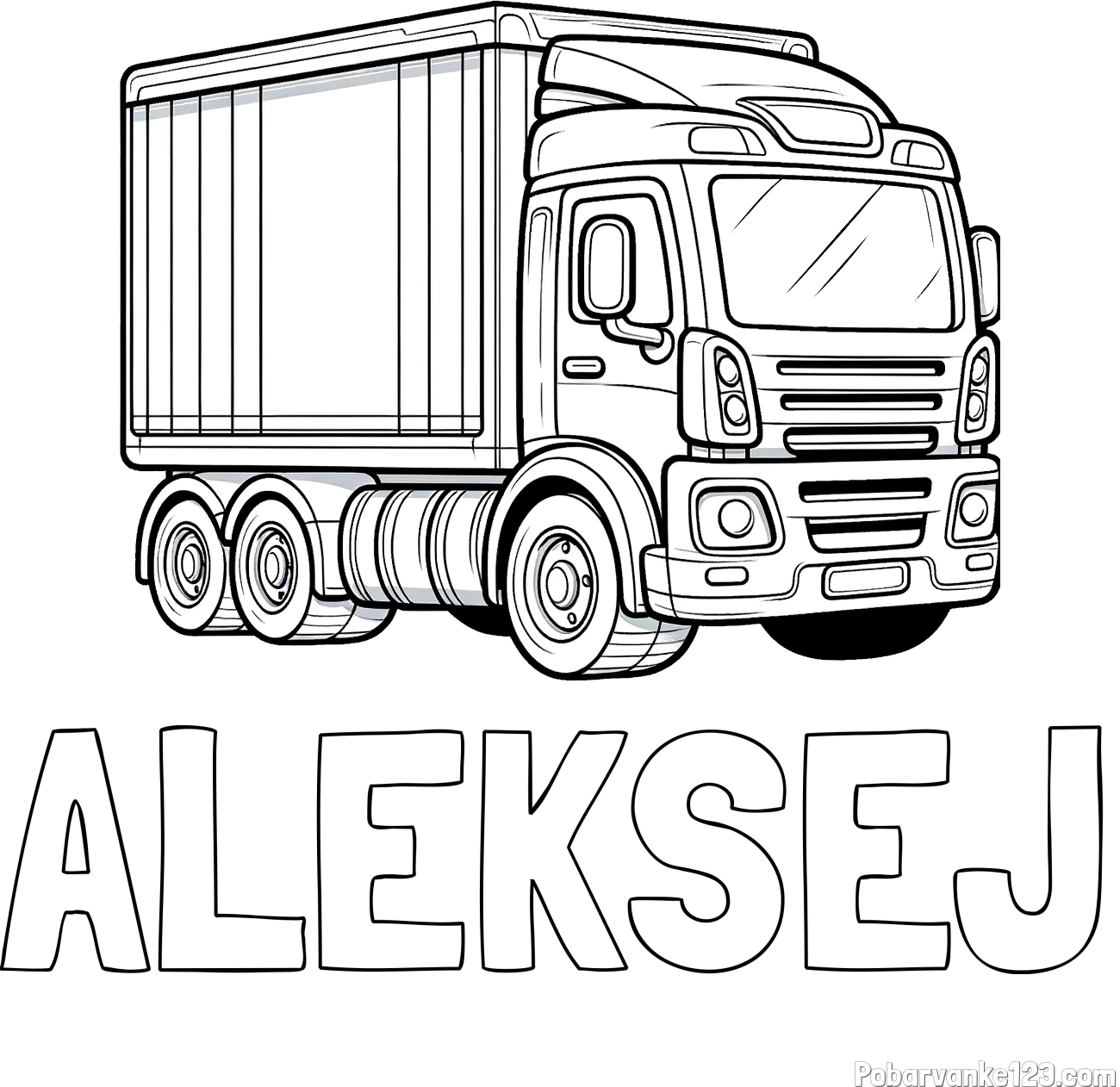 Pobarvanka imena ALEKSEJ in pobarvanka velikega tovornjaka