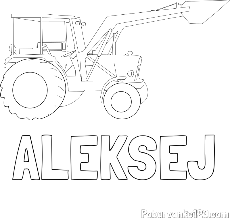 Pobarvanka imena ALEKSEJ in traktor 2