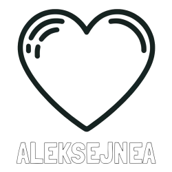 Online izdelana pobarvanka - Pobarvanka imena ALEKSEJNEA in pobarvanka lepega srčka