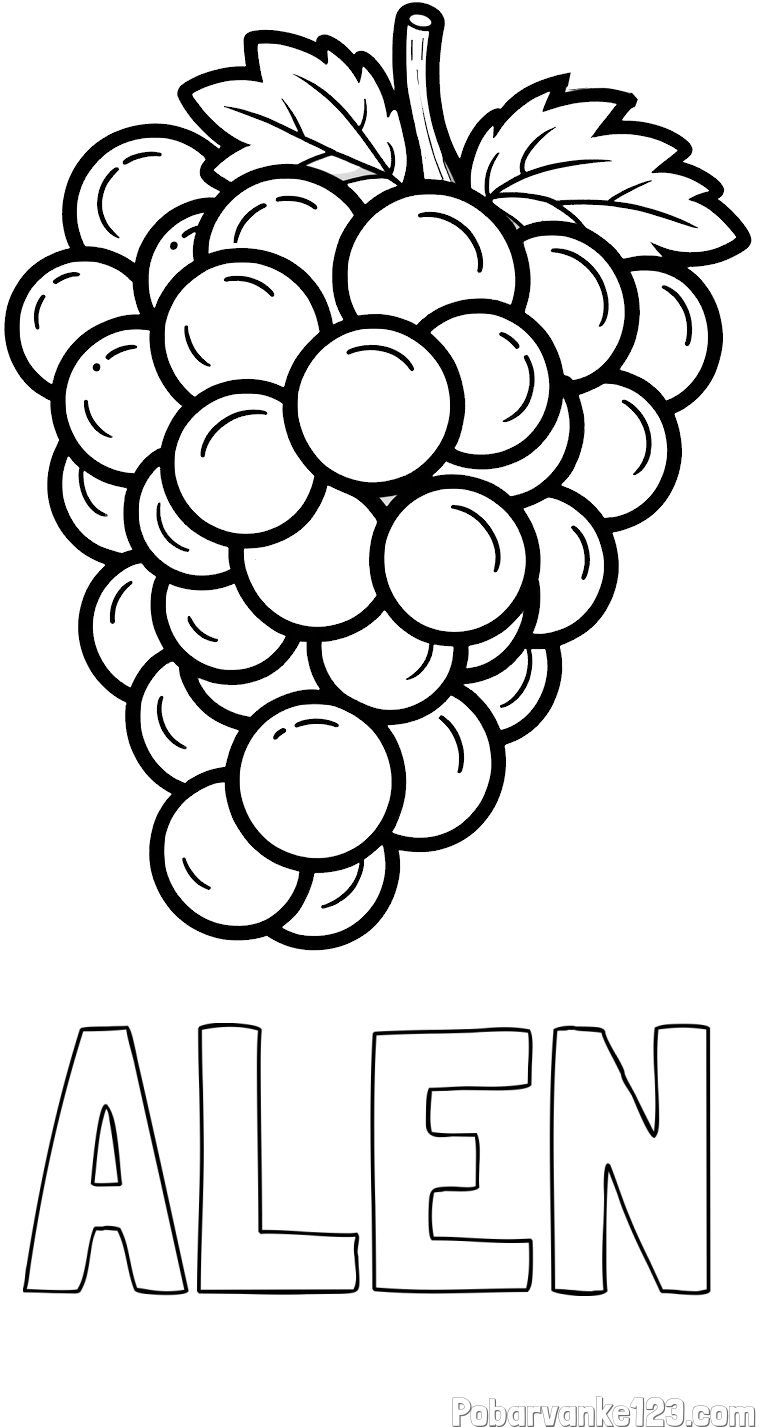 Pobarvanka imena ALEN in pobarvanka grozdja z velikimi rozinami