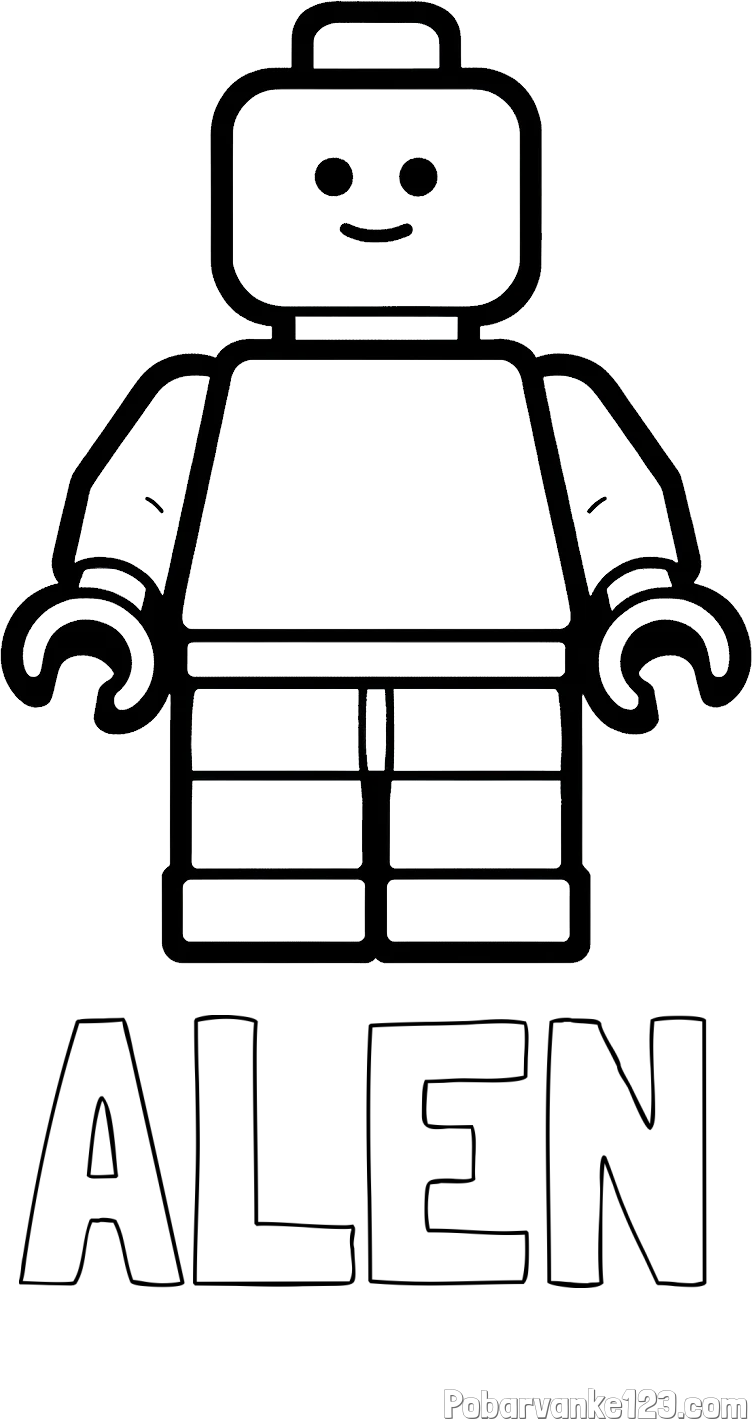 Pobarvanka imena ALEN in pobarvanka LEGO figurice fanta