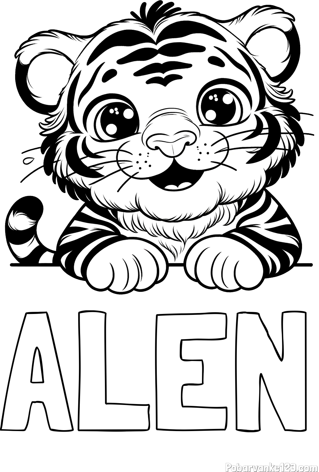 Pobarvanka imena ALEN in pobarvanka tigrček