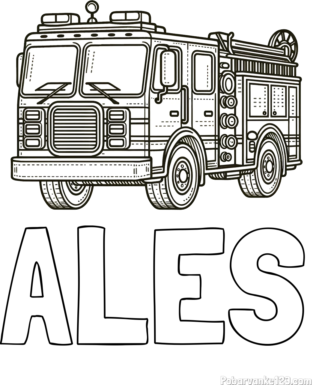 Pobarvanka imena ALEŠ in pobarvanka gasilskega avta