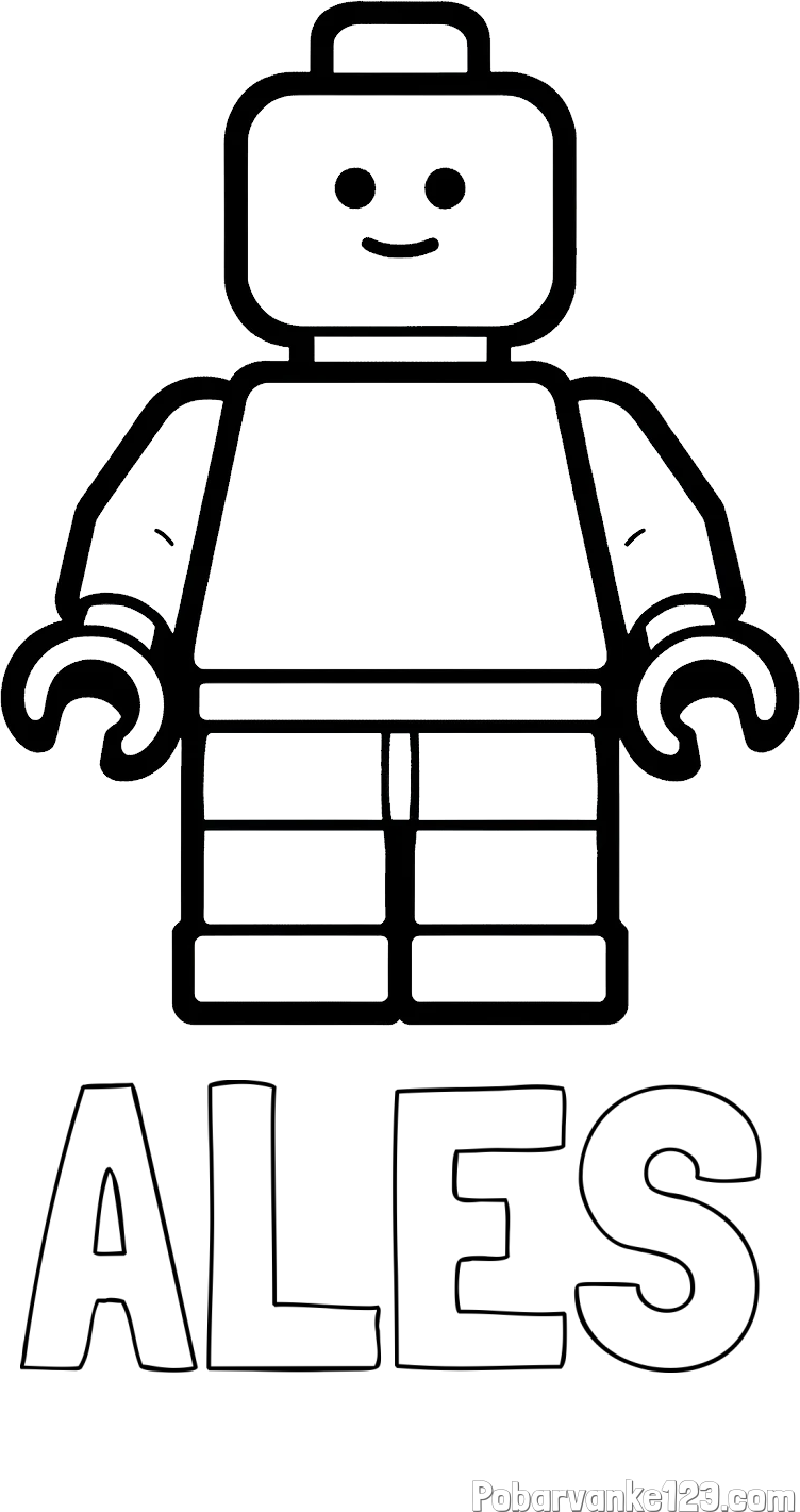 Pobarvanka imena ALEŠ in pobarvanka LEGO figurice fanta