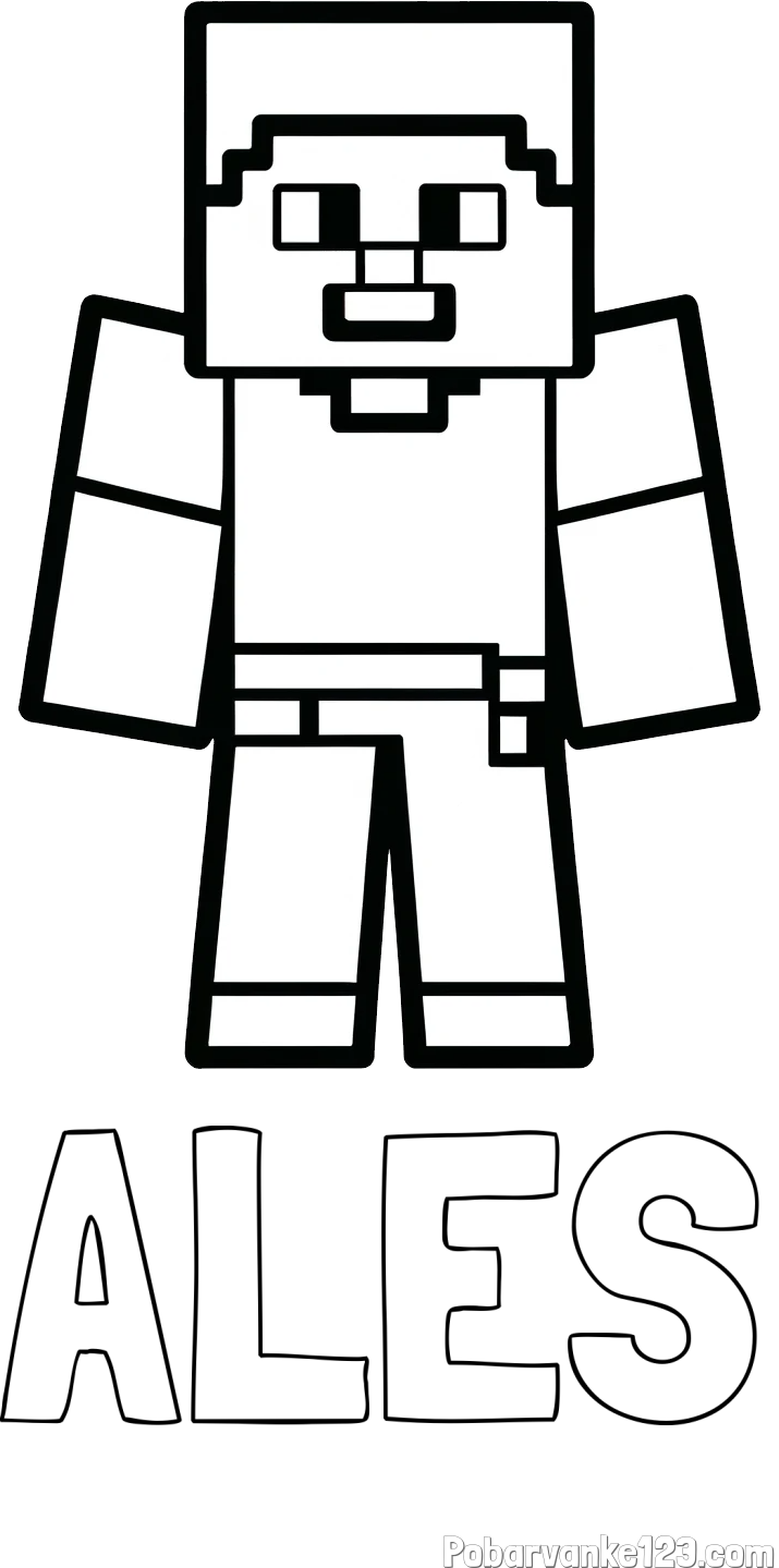 Pobarvanka imena ALES in pobarvanka Minecraft figurice