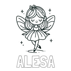 Online izdelana pobarvanka - Pobarvanka imena ALEŠA in enostavna pobarvanka čarobne vile