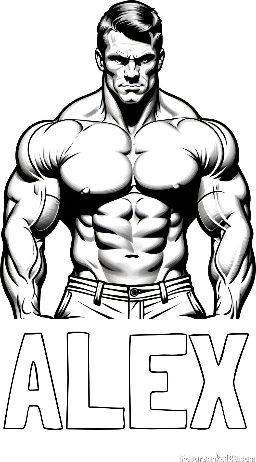 Pobarvanka imena ALEX in pobarvanka bodybuilder-ja