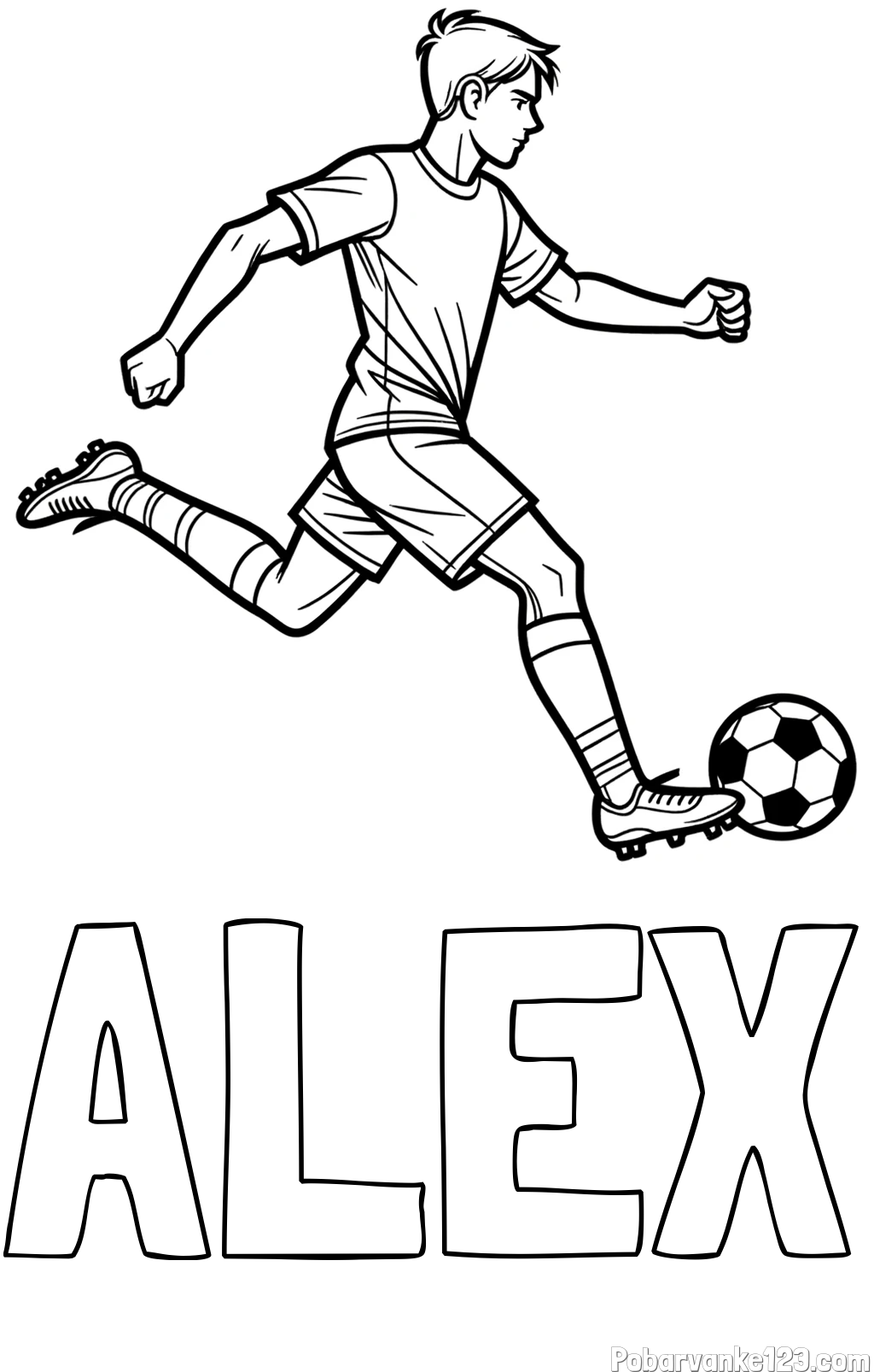 Pobarvanka imena ALEX in pobarvanka nogometaša v napadu