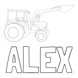 Pobarvanka imena ALEX in traktor 2