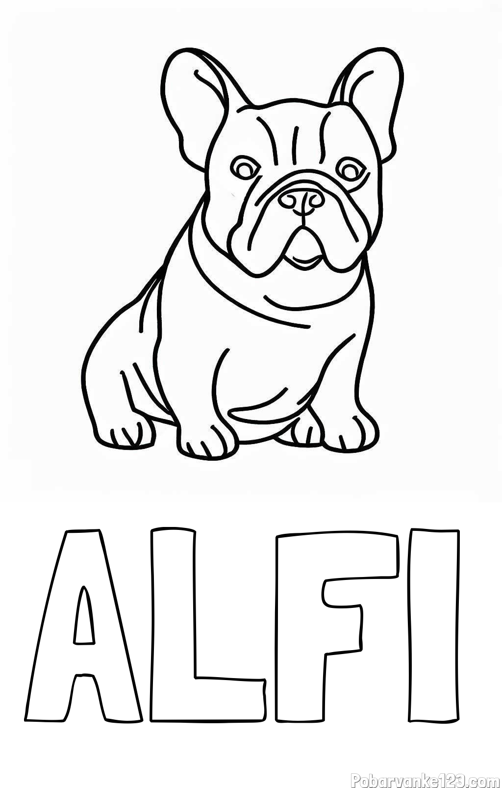 Pobarvanka imena ALFI in pobarvanka francoskega buldoga