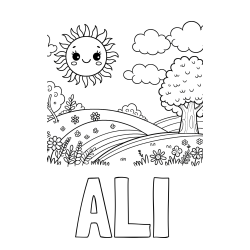 Online izdelana pobarvanka - Pobarvanka imena ALI in otroška pobarvanka narave