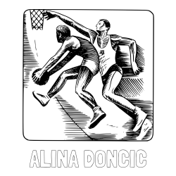 Online izdelana pobarvanka - Pobarvanka imena ALINA DONCIC in pobarvanka dveh košarkarjev med igro
