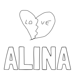 Online izdelana pobarvanka - Pobarvanka imena ALINA in LJUBEZEN