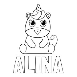Pobarvanka imena ALINA in pobarvanka čudovitega samoroga Unicorn