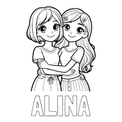 Pobarvanka imena ALINA in pobarvanka ljubkih prijateljic