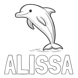 Online izdelana pobarvanka - Pobarvanka imena ALISSA in pobarvanka delfina