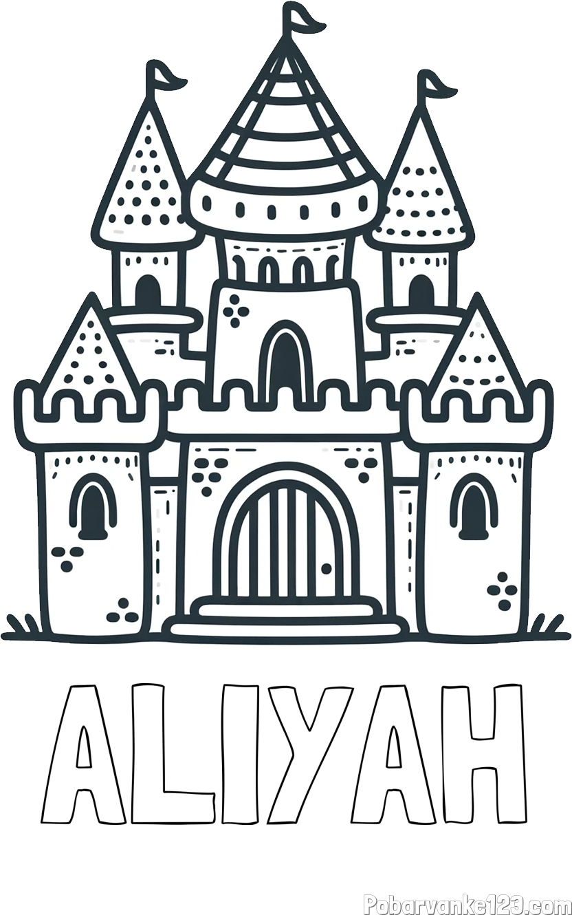 Pobarvanka imena ALIYAH in otroška pobarvanka gradu