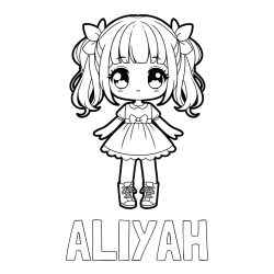 Pobarvanka imena ALIYAH in pobarvanka anime punčke