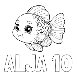Online izdelana pobarvanka - Pobarvanka imena ALJA 10 in ljubka pobarvanka starejše ribe