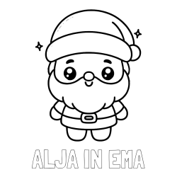 Online izdelana pobarvanka - Pobarvanka imena ALJA IN EMA in enostavna otroška pobarvanka Božička