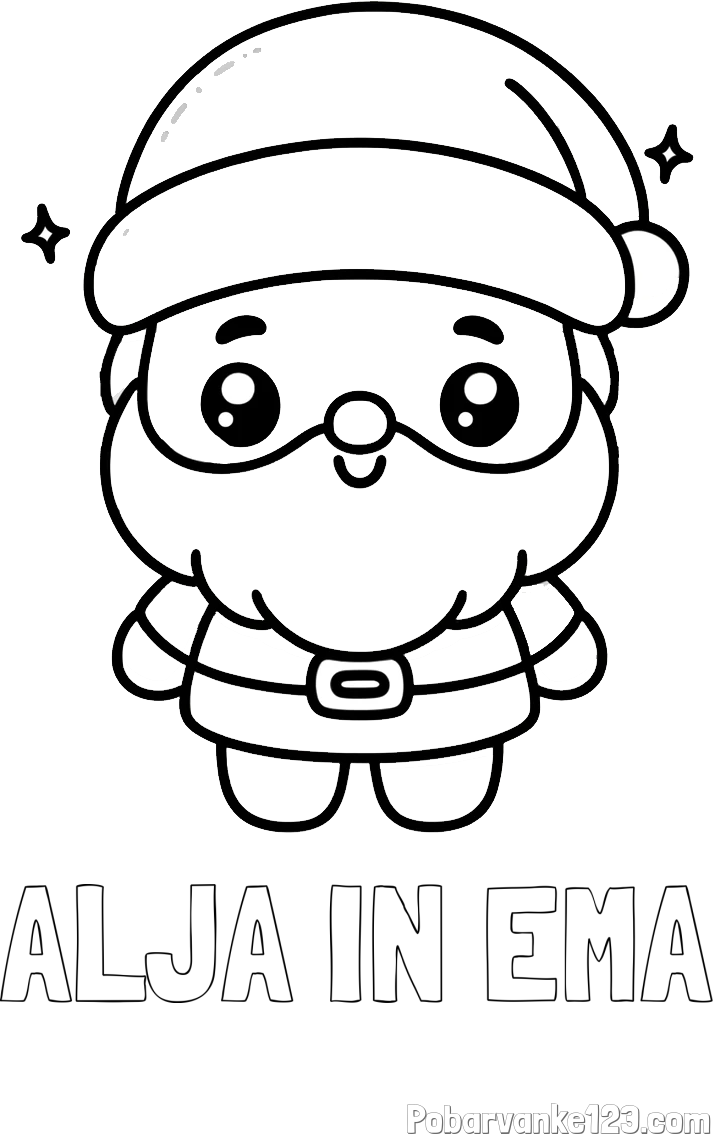 Pobarvanka imena ALJA IN EMA in enostavna otroška pobarvanka Božička