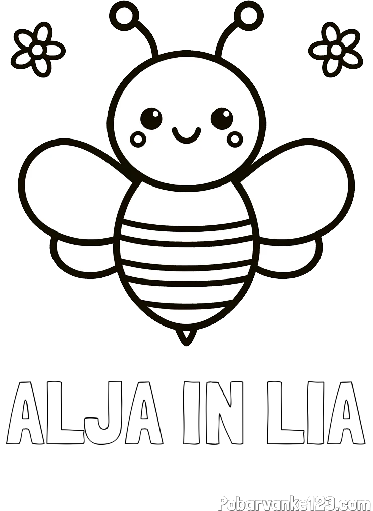 Pobarvanka imena ALJA IN LIA in otroška pobarvanka čebele