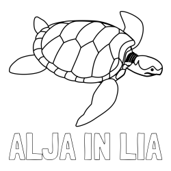 Online izdelana pobarvanka - Pobarvanka imena ALJA IN LIA in otroška pobarvanka velike želve