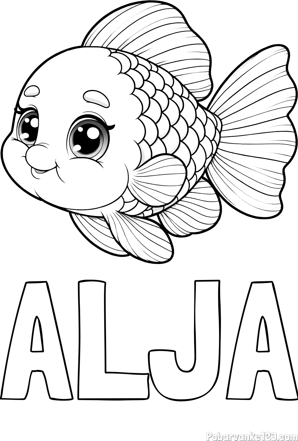 Pobarvanka imena ALJA in ljubka pobarvanka starejše ribe