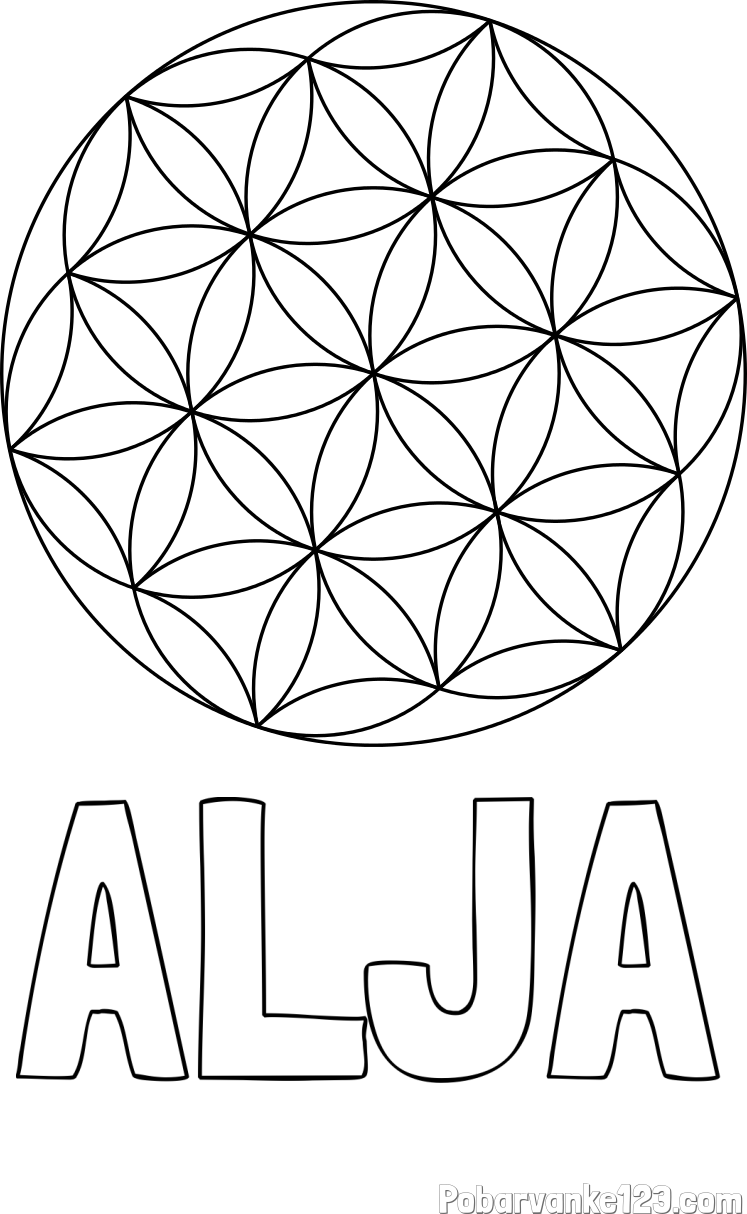 Pobarvanka imena ALJA in mandale 2