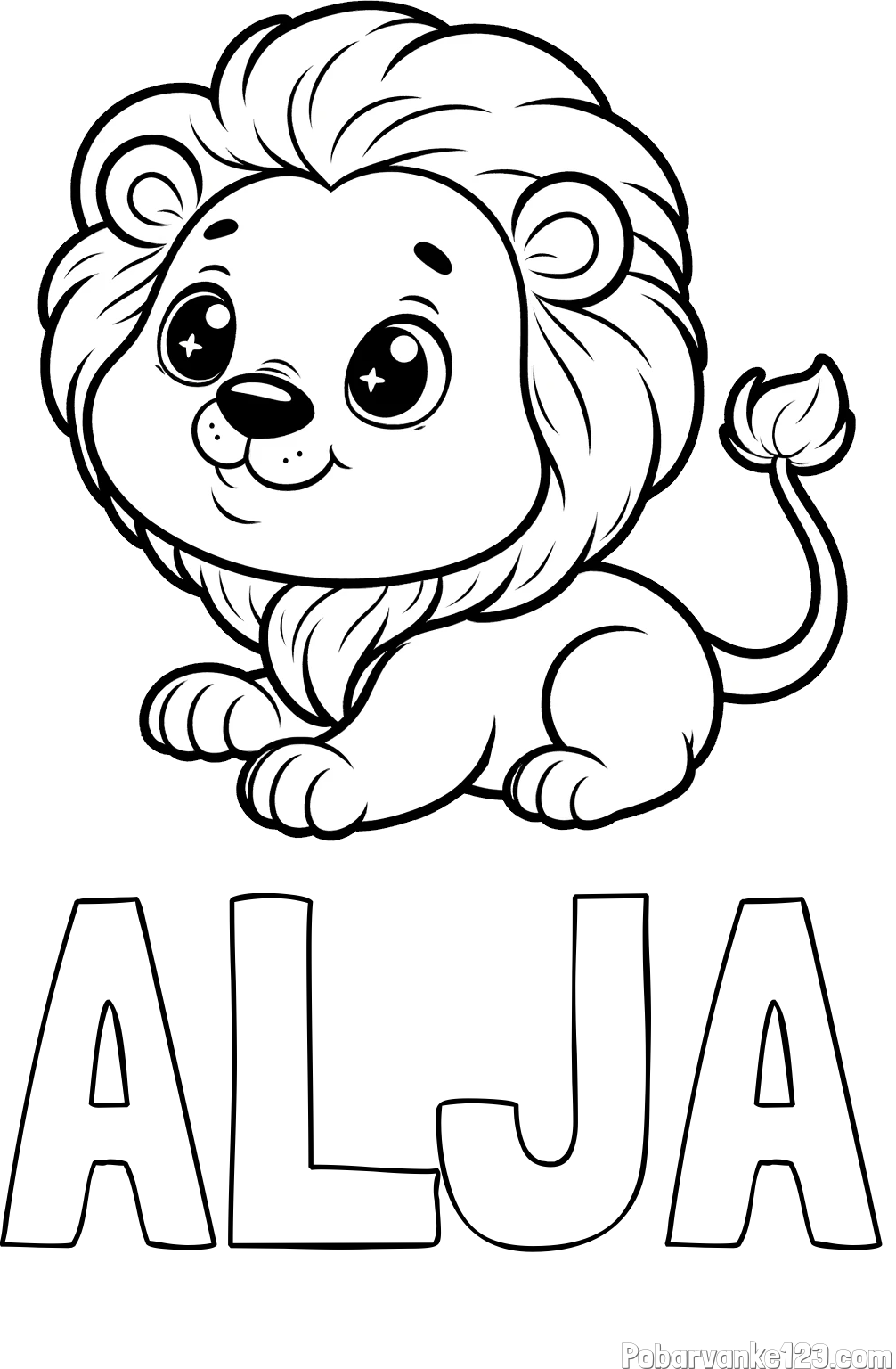 Pobarvanka imena ALJA in pobarvanka igrivega levčka