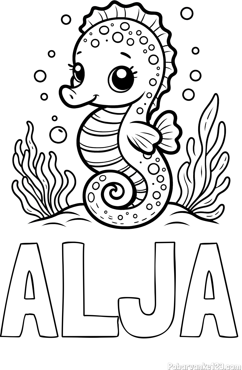Pobarvanka imena ALJA in pobarvanka morskega konjička