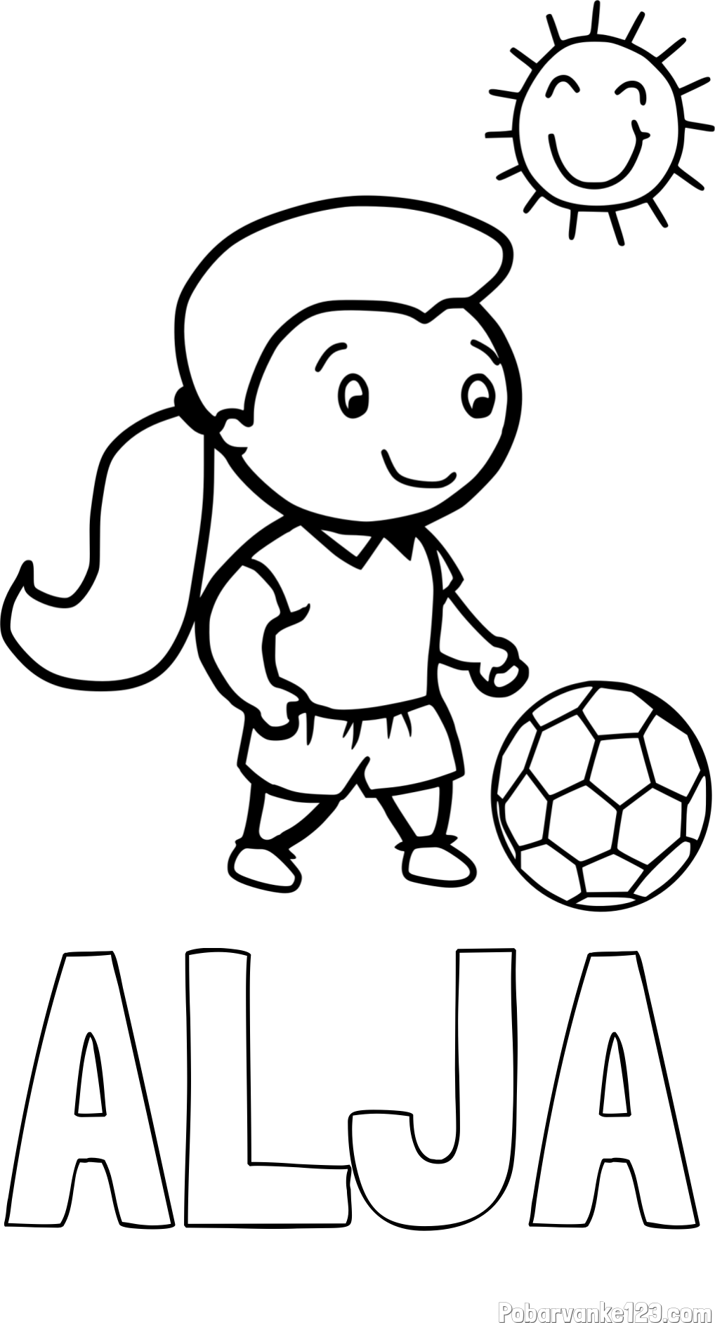 Pobarvanka imena ALJA in pobarvanka nogometašice