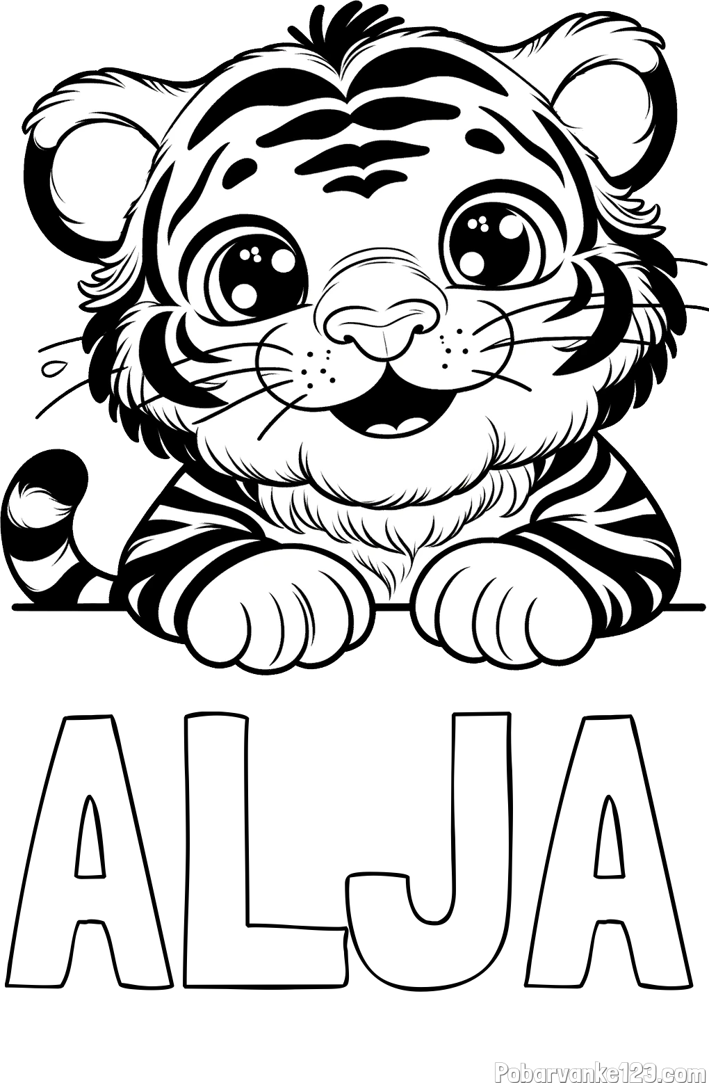 Pobarvanka imena ALJA in pobarvanka tigrček