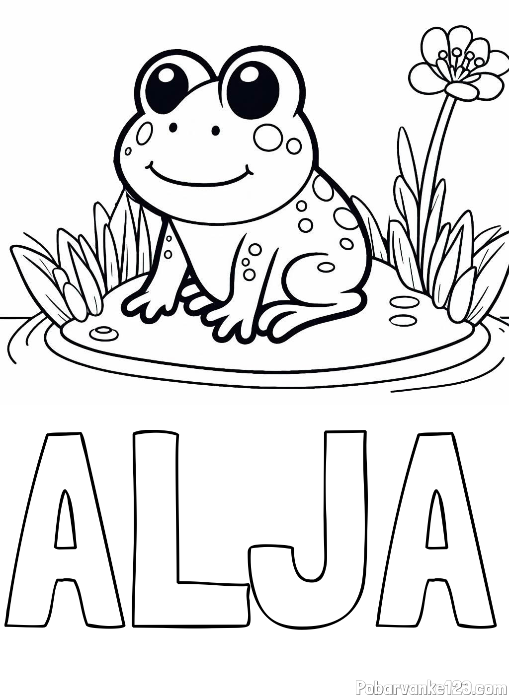 Pobarvanka imena ALJA in pobarvanka žabe