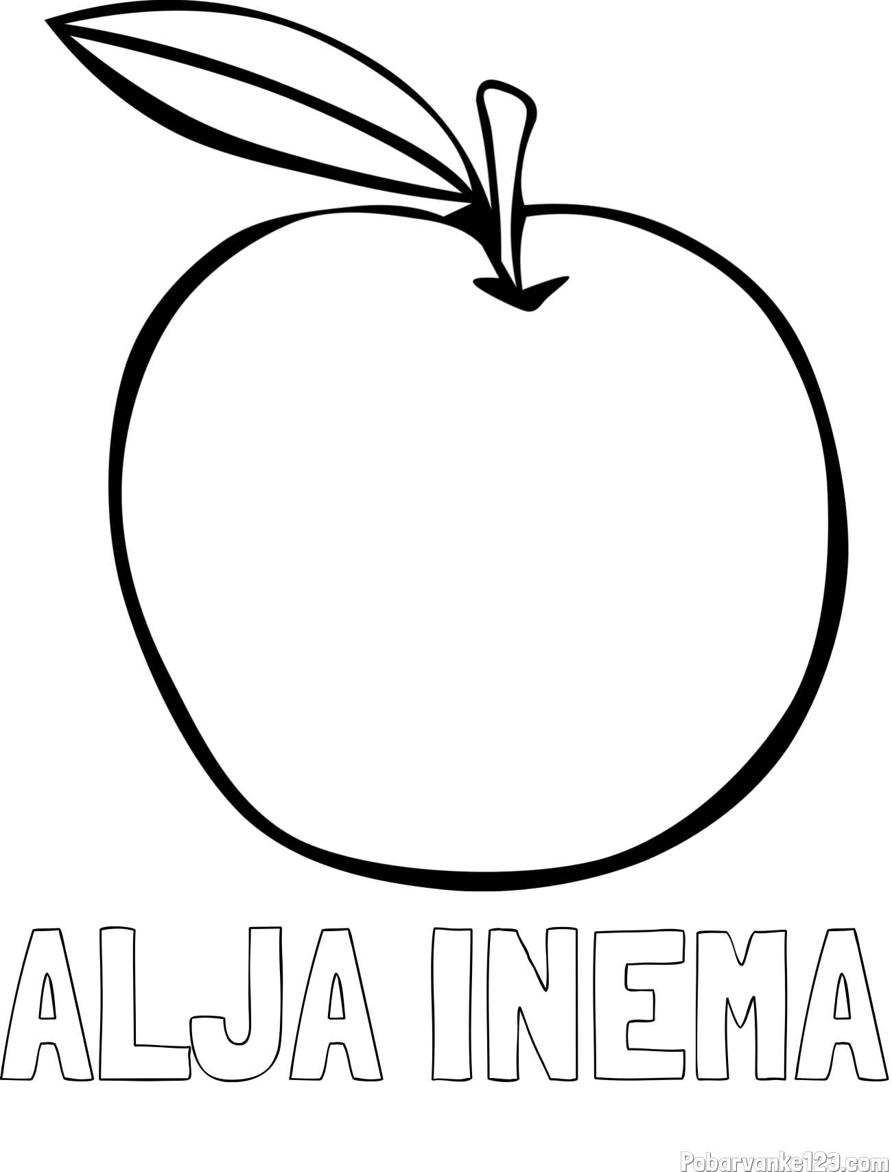 Pobarvanka imena ALJA INEMA in otroška pobarvanka jabolke