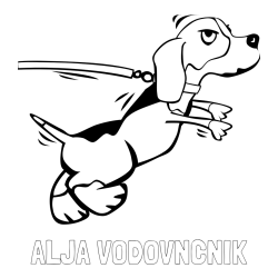 Online izdelana pobarvanka - Pobarvanka imena ALJA VODOVNČNIK in pobarvanka kužka na sprehodu