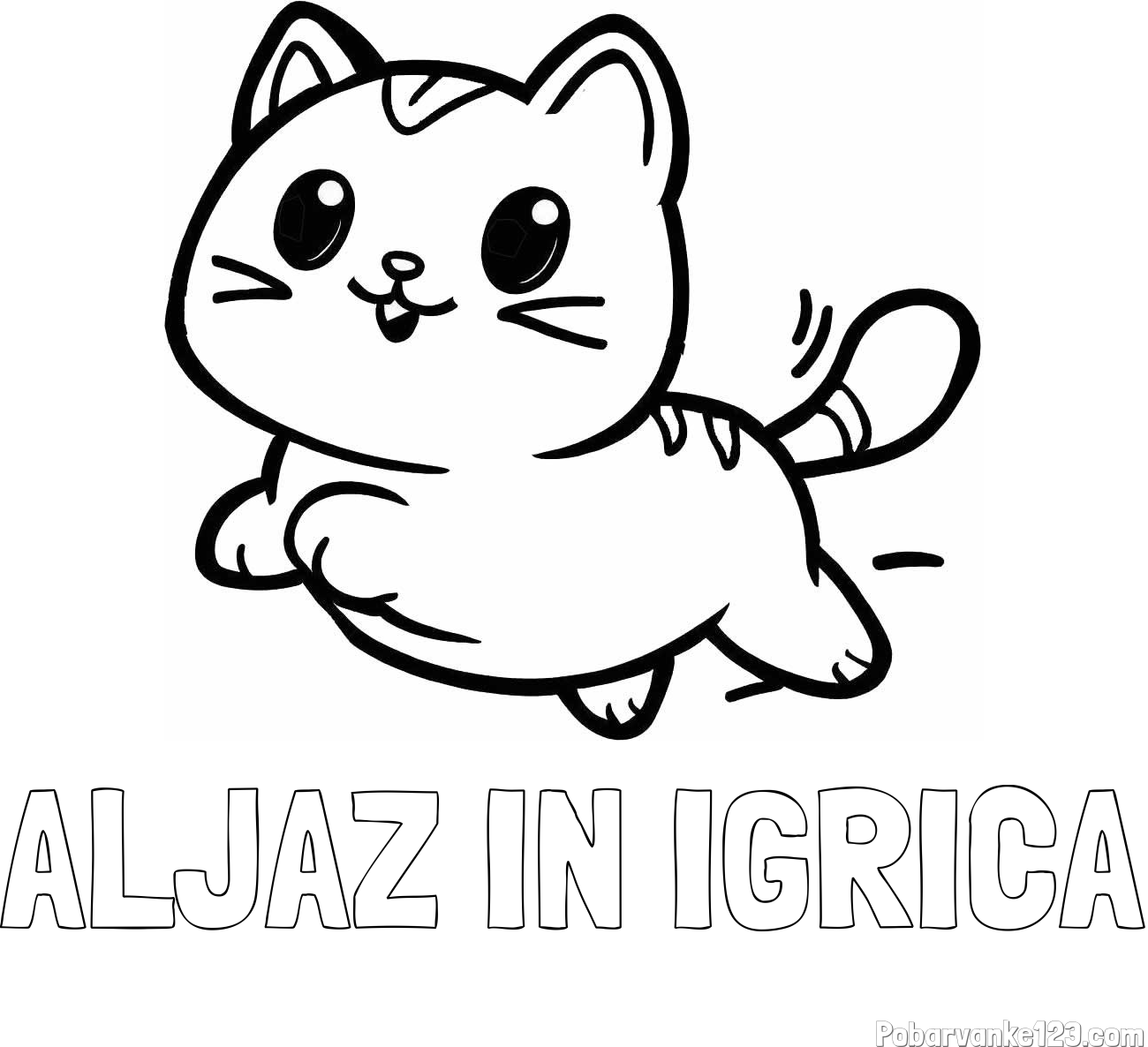 Pobarvanka imena ALJAŽ IN IGRICA in pobarvanka prikupne mačke med tekom