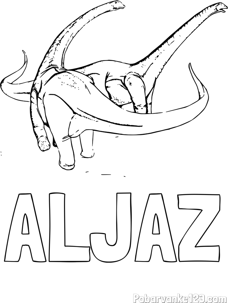 Pobarvanka imena ALJAZ in pobarvanka dinozavra Alamosaurus