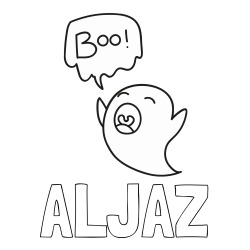 Online izdelana pobarvanka - Pobarvanka imena ALJAŽ in pobarvanka duhca z napisom Boo!