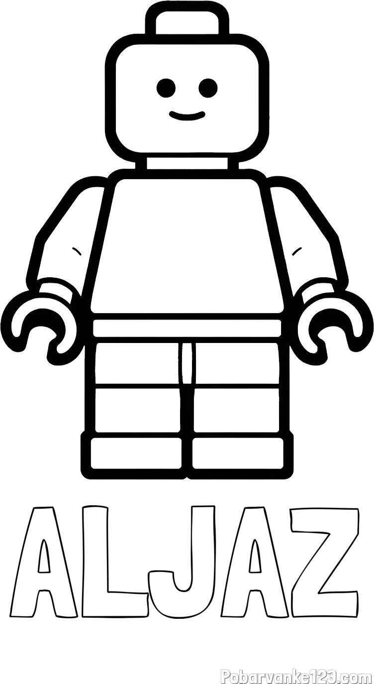 Pobarvanka imena ALJAŽ in pobarvanka LEGO figurice fanta