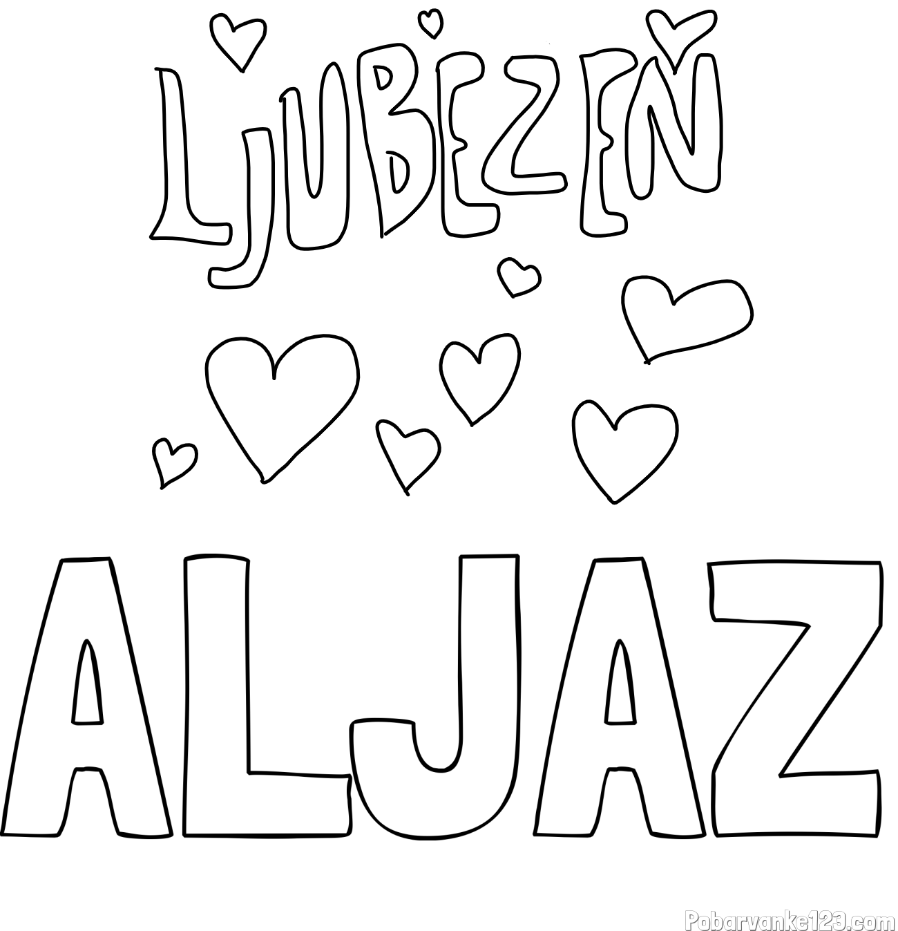 Pobarvanka imena ALJAŽ in pobarvanka ljubezni ❤