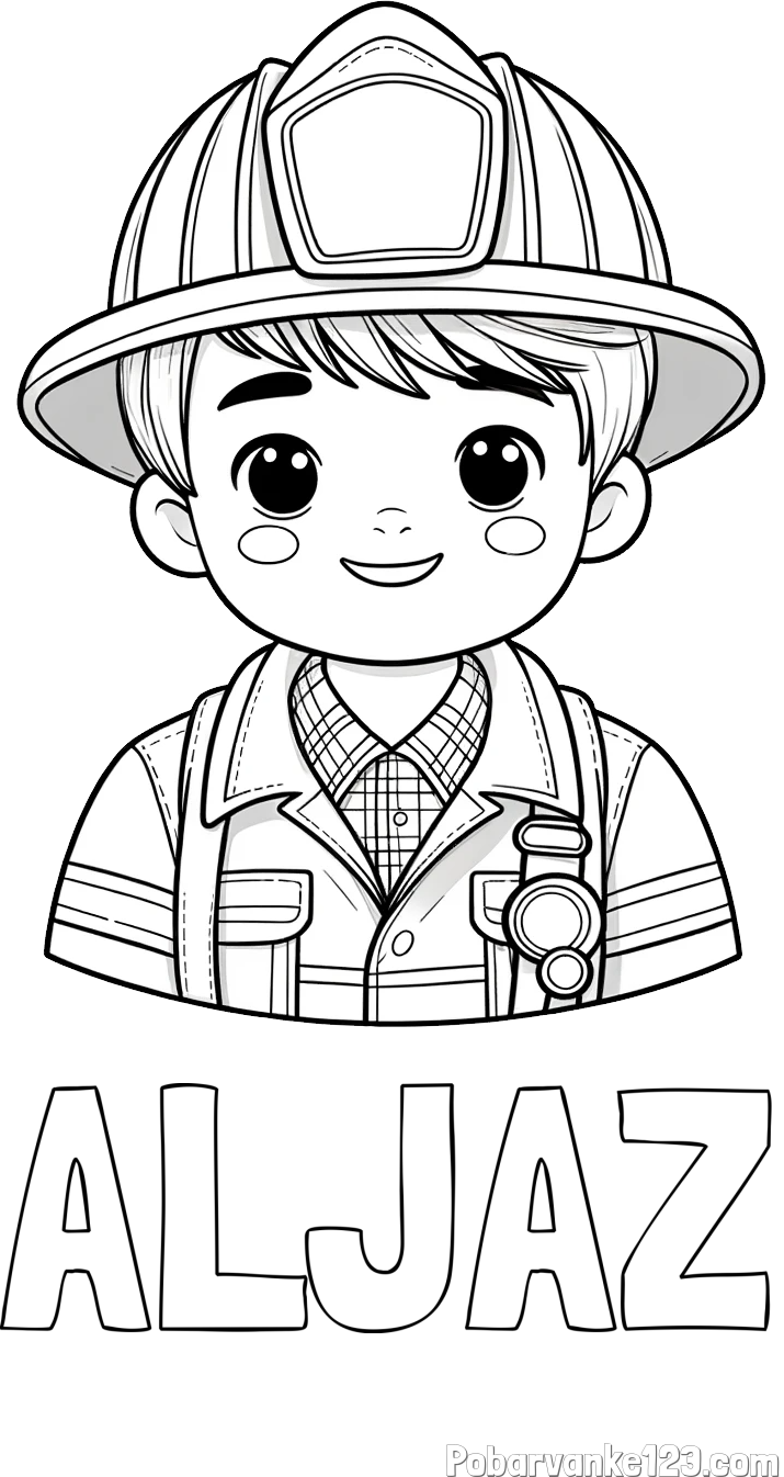 Pobarvanka imena ALJAZ in pobarvanka mladega gasilca
