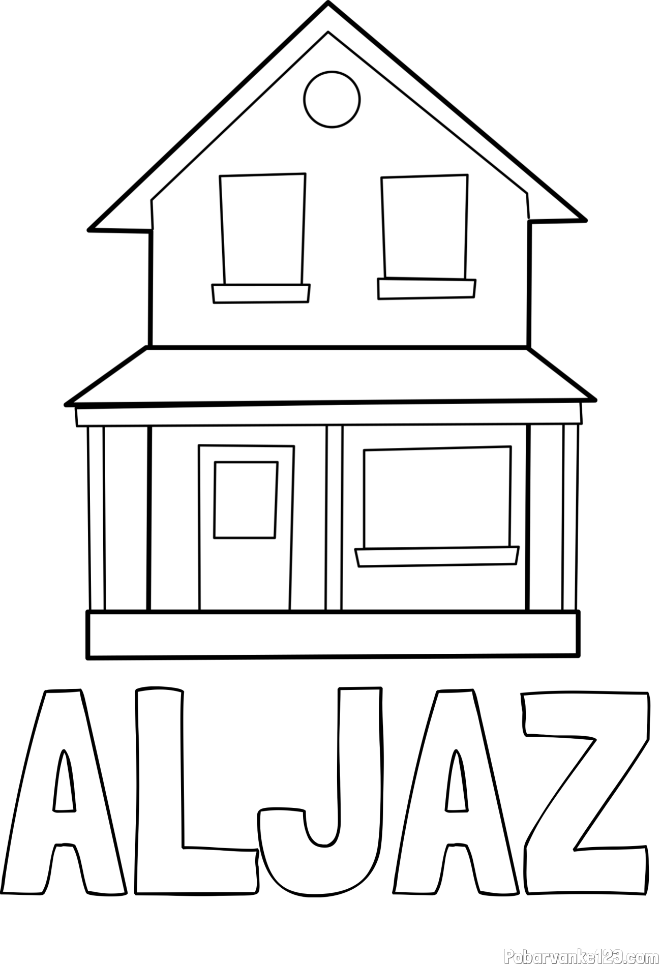 Pobarvanka imena ALJAZ in pobarvanka preproste hiše