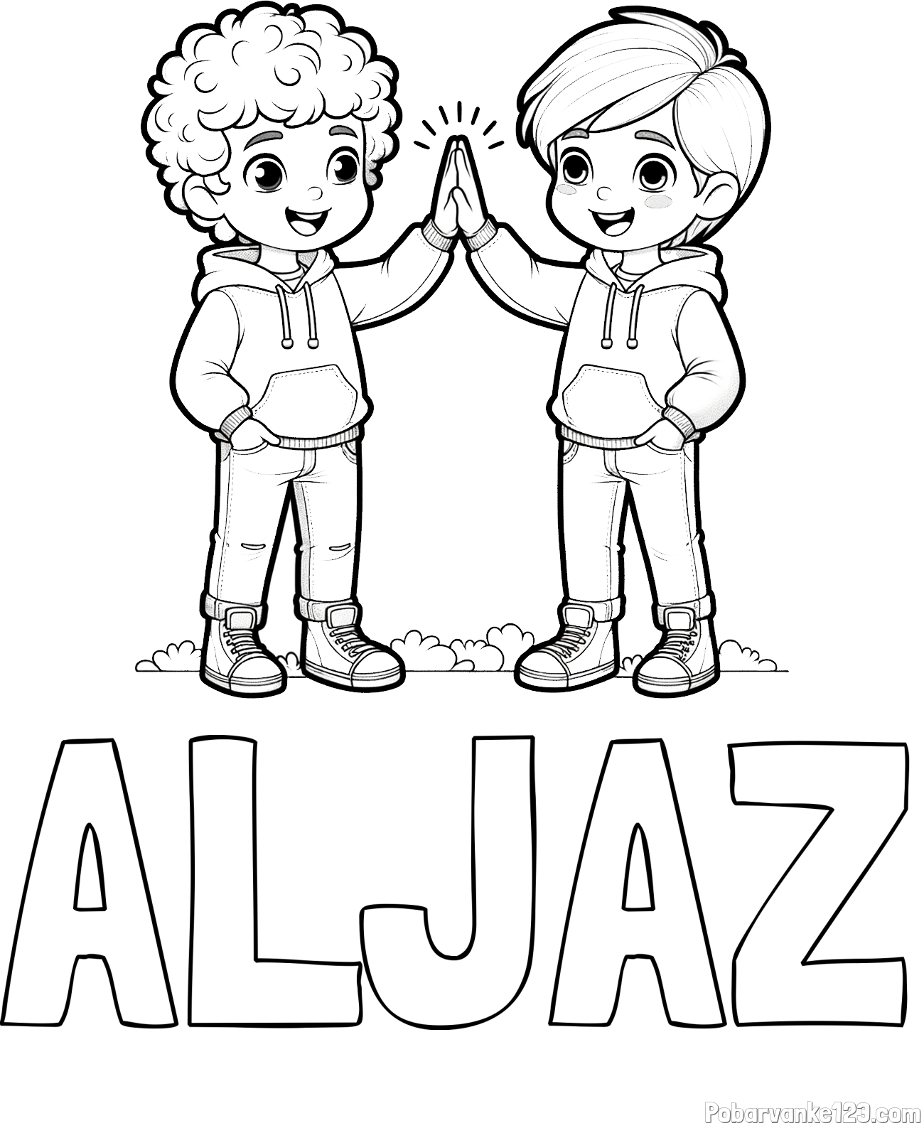 Pobarvanka imena ALJAŽ in pobarvanka prijatlejev