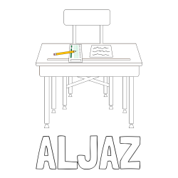 Online izdelana pobarvanka - Pobarvanka imena ALJAŽ in pobarvanka šolske klopi