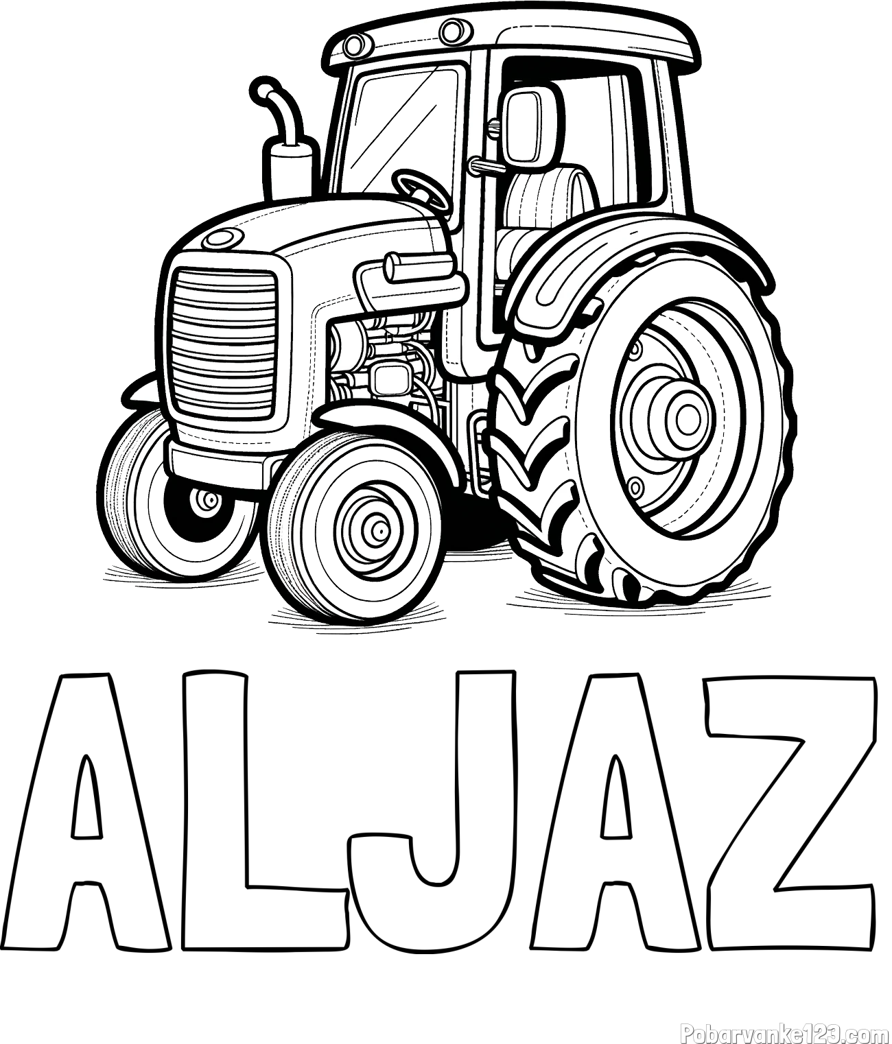 Pobarvanka imena ALJAŽ in pobarvanka starega, a lepega traktorja